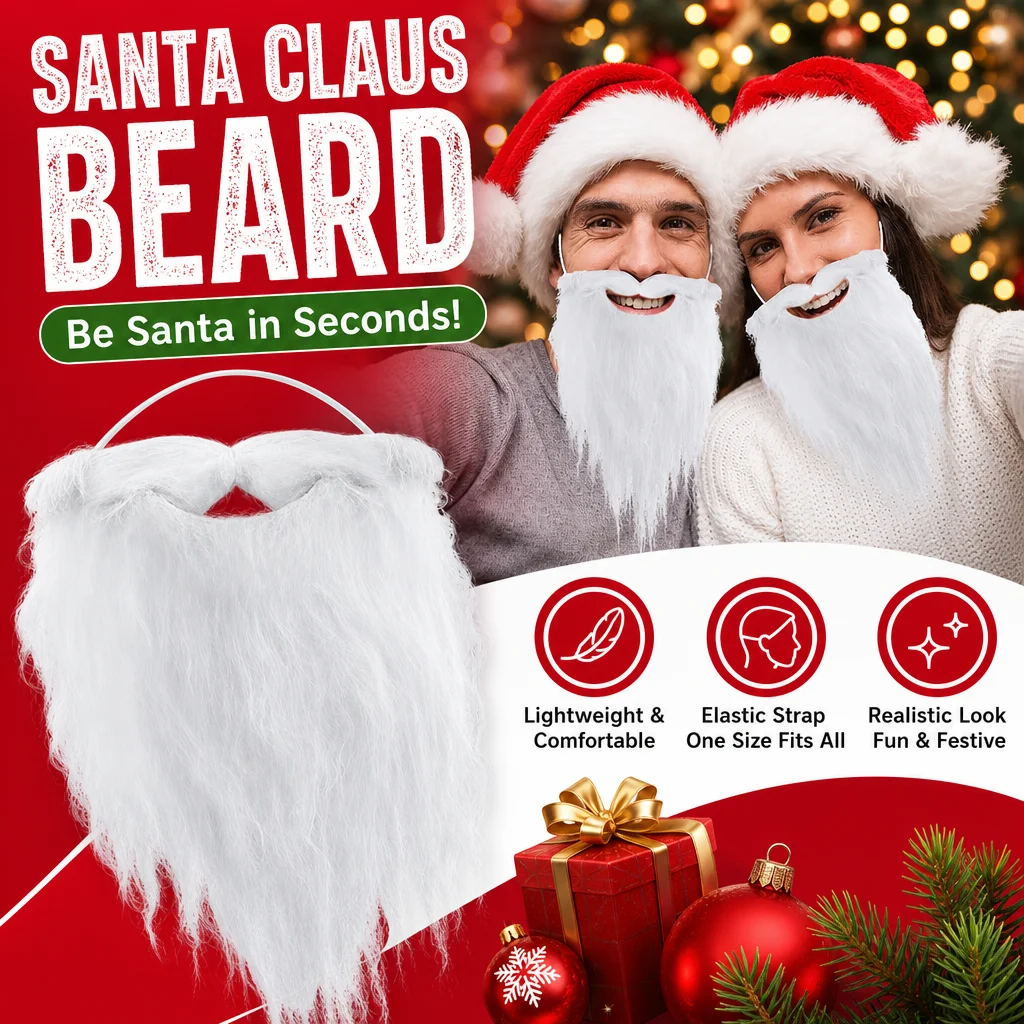 Santa Claus White Fake Beard Old Man Gnome Costume for Adults Disguise Christmas Halloween Party Fancy Dress Accessories