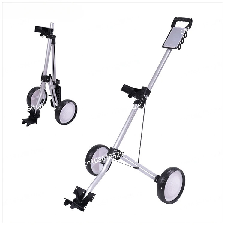 Golf Chartered Cart, Two-wheeled Cart, Aluminum Alloy Trolley Foldable Storage Cart Golf Supplies