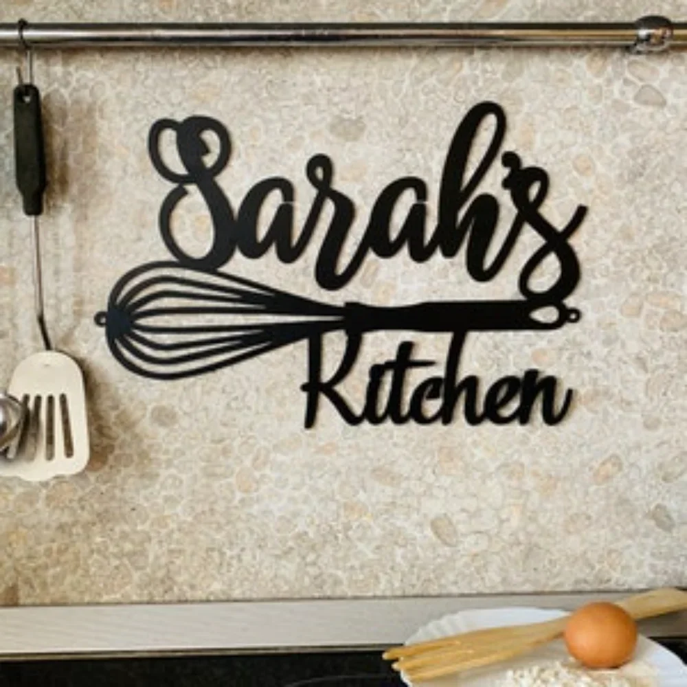Unique Personalized  Name Sign Custom Metal Wall Art Farmhouse Decor Dining Room Mothers Day Gift Mom's Kitchen Charm