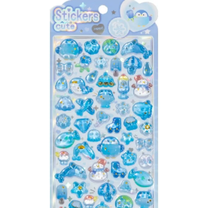 สติกเกอร์เจลลี่ 3 มิติ สีชมพูและสีม่วง ลายการ์ตูนน่ารัก สไตล์คาวาอี้ สำหรับเด็ก ตกแต่งสมุดภาพ ของเล่นคลาสสิก ของขวัญ