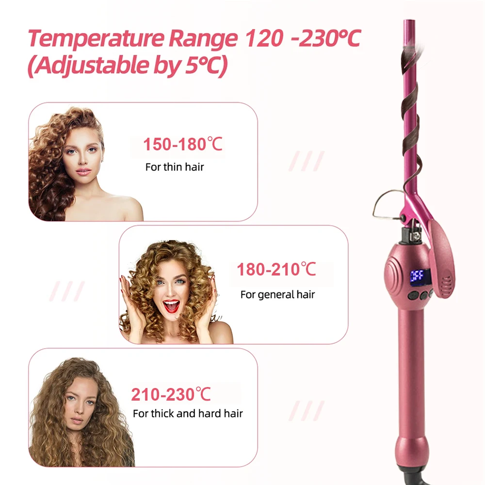 9mm Electric Hair Curler Ceramic Curling Iron Temperature Adjustable Hair Wand Mini Household Hair Roller Waver Styling Tools