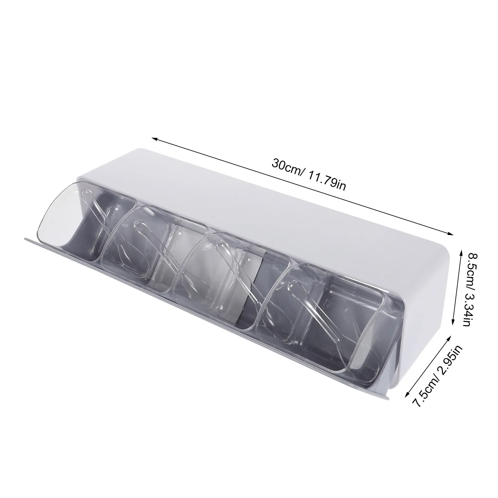 1Set Wall Mounted Spice Rack 4-Grid Seasoning Container Large Capacity Kitchen Storage Organizer Freshness Lid Modern White
