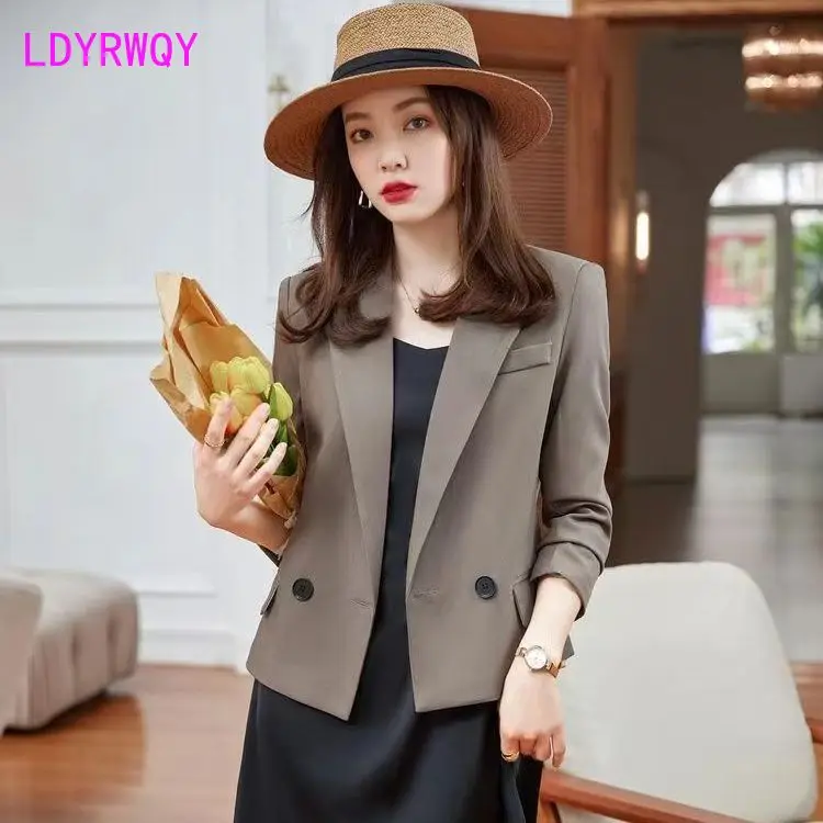 

Coffee color small blazer women's spring autumn 2023 new short small top women's suit