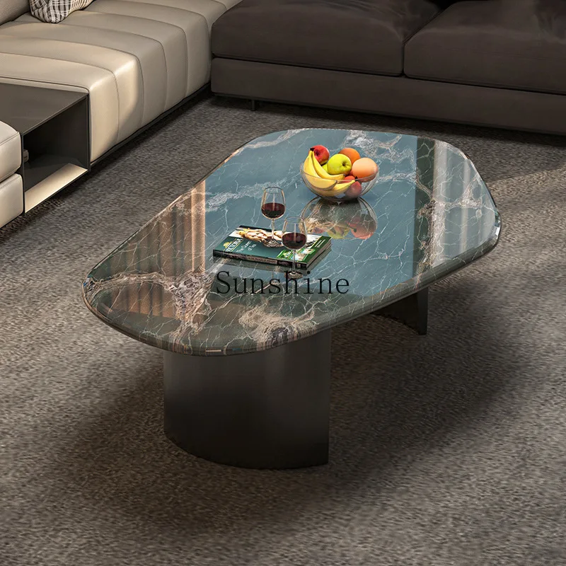 

Natural marble living room household Italian minimalist small apartment high-end small coffee table
