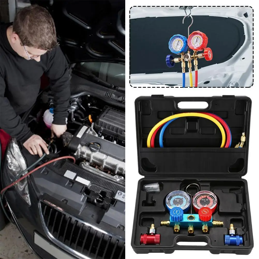 

Refrigeration Air Conditioning Manifold Gauge Maintenence Tools Freon Adding Gauge For R12 R22 R404A R134A Car Set