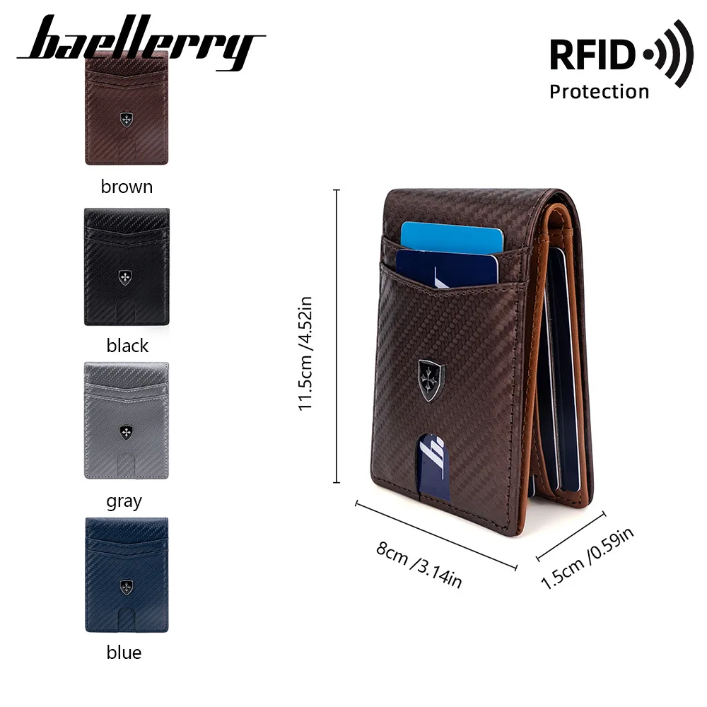 Portefeuille en cuir PU avec blocage Rfid pour hommes, porte-cartes de crédit, pinces à billets, mode