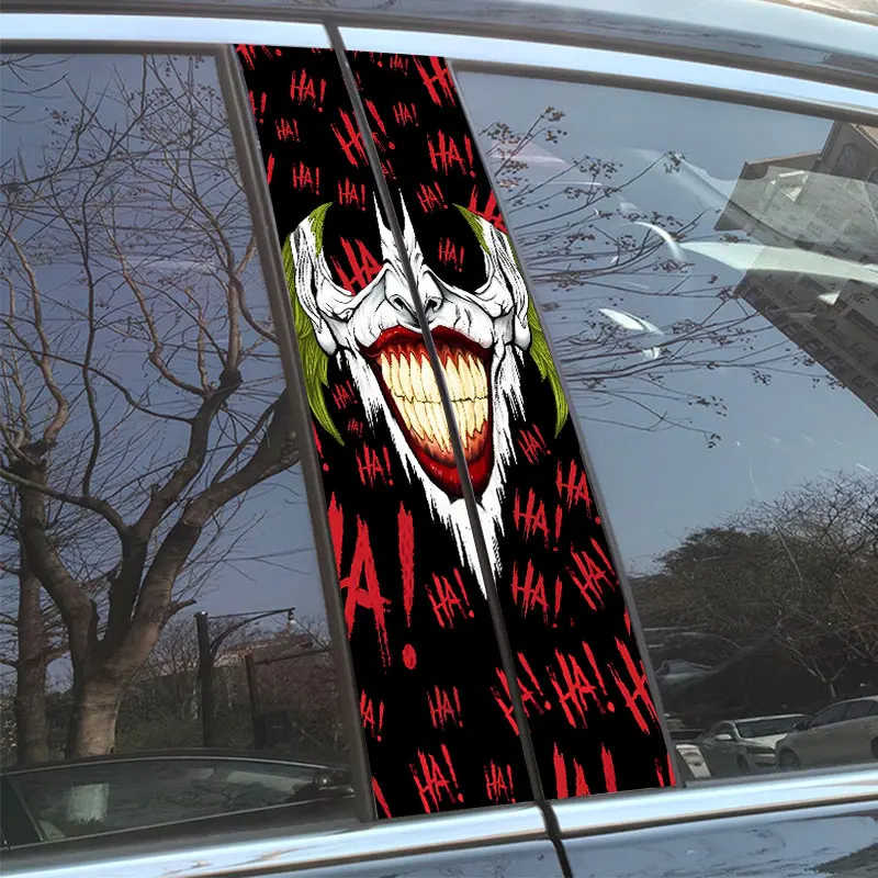 1/2pcs Joker Laughing Car Stickers Auto B Pillar Waterproof Decoration Cover Scratch DIY Car Doors Pillar Sunscreen Vinyl Decals view 5