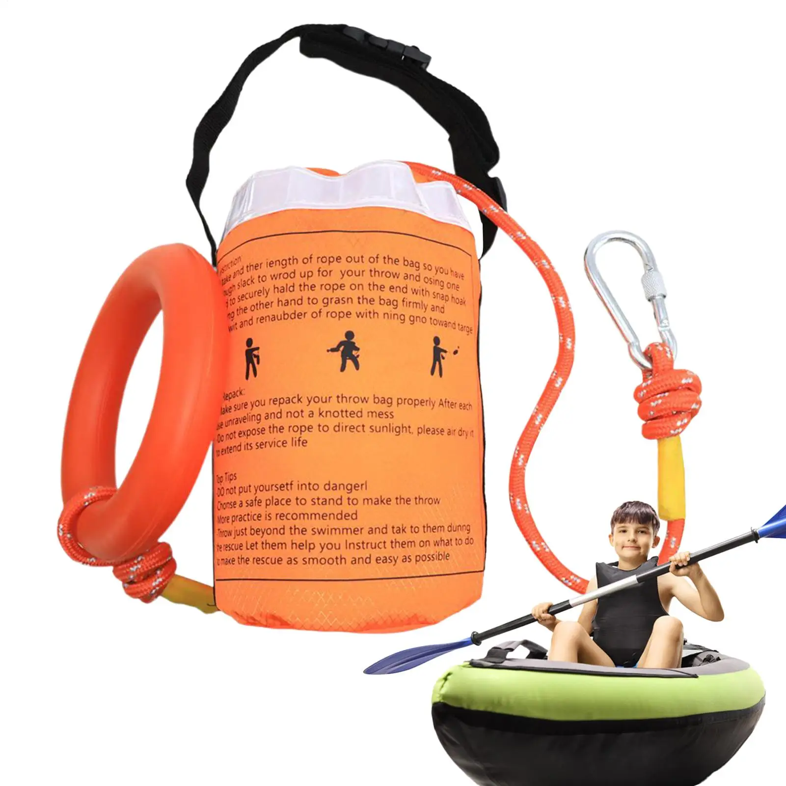 15m Boat Floating Rescue Throw Bag Kit Life Saving Line with for Dinghy Marine Boat Yacht Sailing Buoyant Throwable Rope