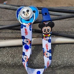 Disney Mickey Mouse Mickey Head baby pacifier and cartoon full print ribbon clip BPA-free Boys and girls unique baby bath gift