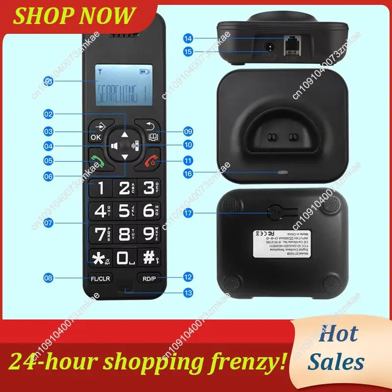Daily Sale D1102B Cordless Phone Caller ID/Call Waiting 1.6 Inch Backlight LCD 3 Line Screen Display 16 Languages US PLUG