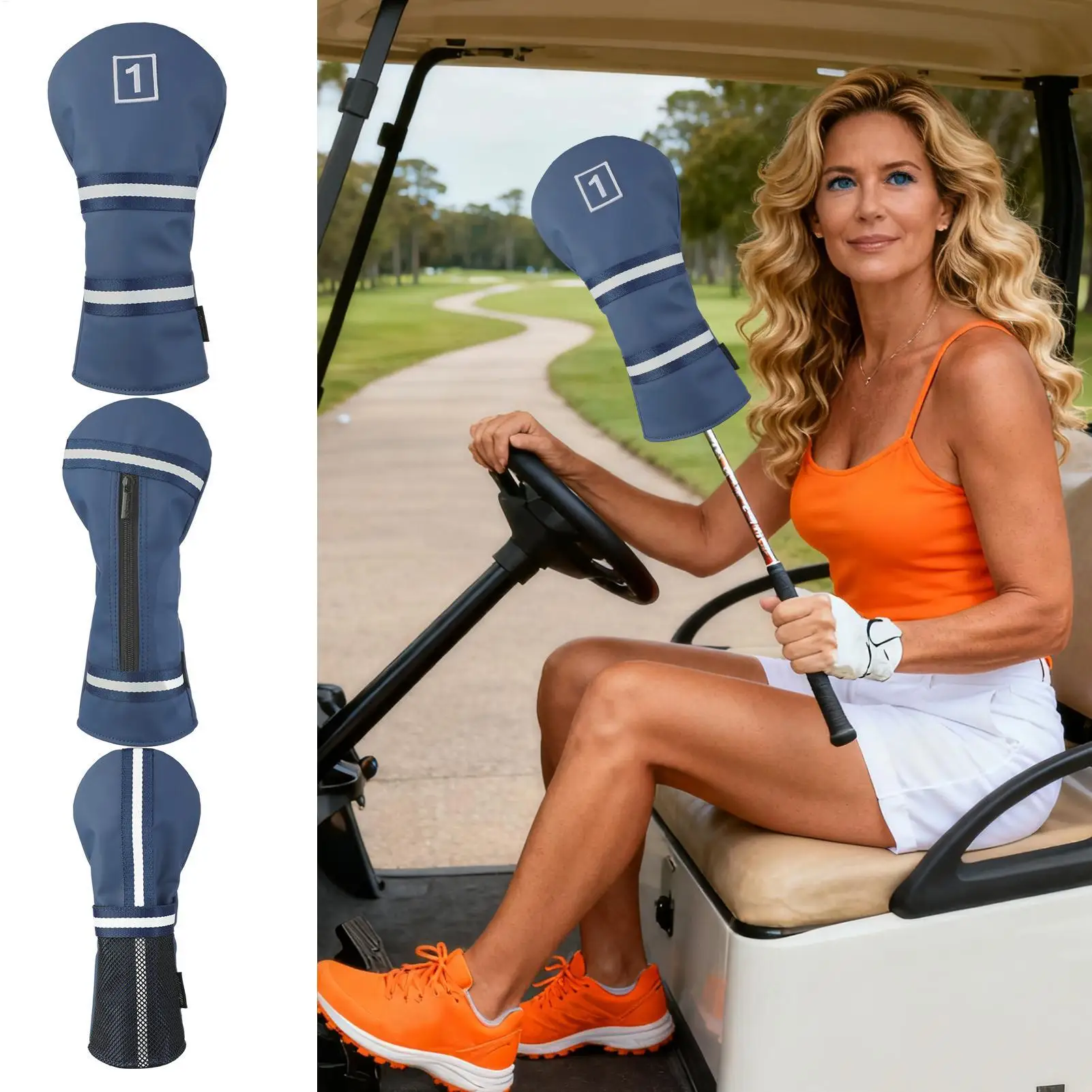 Golf Head Cover Elastic Fit Plush Lining Wrap Tear-resistant Golf Covers For Woods Drivers For Men Women Father Birthday