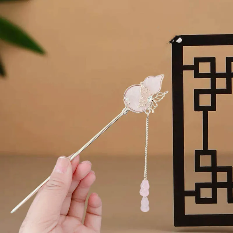 

Заколки для волос в форме тыквы, новые заколки для волос с кисточками-бабочками в китайском стиле, женские витые заколки для волос, аксессуары для волос Hanfu