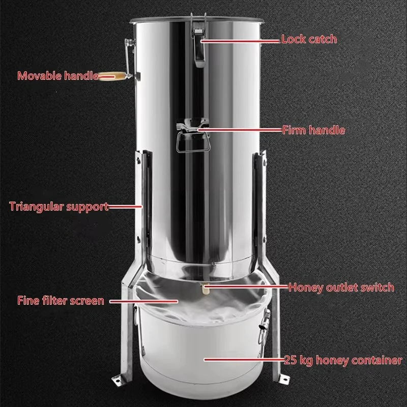 Manual Grade Stainless Steel Honey Extraction Equipment 2 Frames Honey Bee Extractor