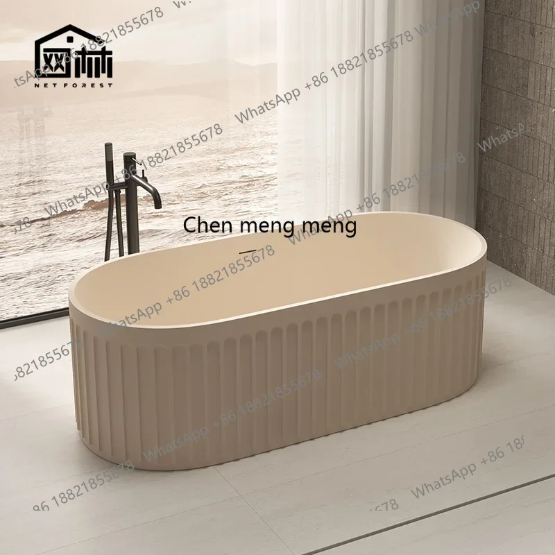 A17 Freestanding Striped Integrated Stone Bath Home Toilet Hotel Bathroom Artificial Stone Bath