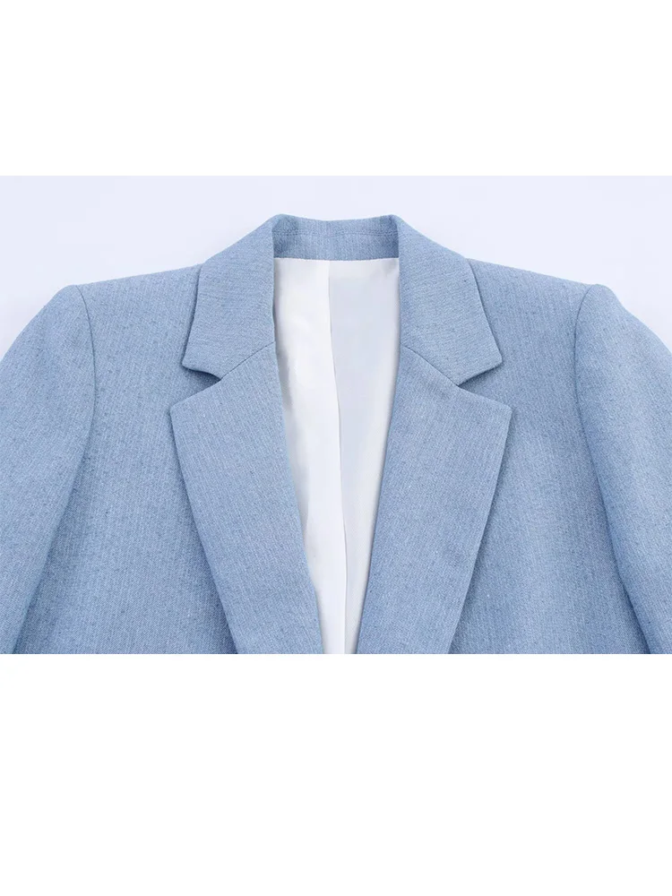 HH Women Chic Turndown Collar One Button Short Sleeve Top+Autumn Pockets Solid Zipper Pleated Straight Pants 2-Piece Set