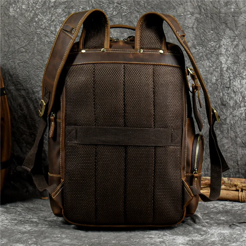 High Quality Bags Men\'s Leather Backpack Retro Luxury Fashion Style Backpack Travel Backpack School Bag For Men Leather Daypack