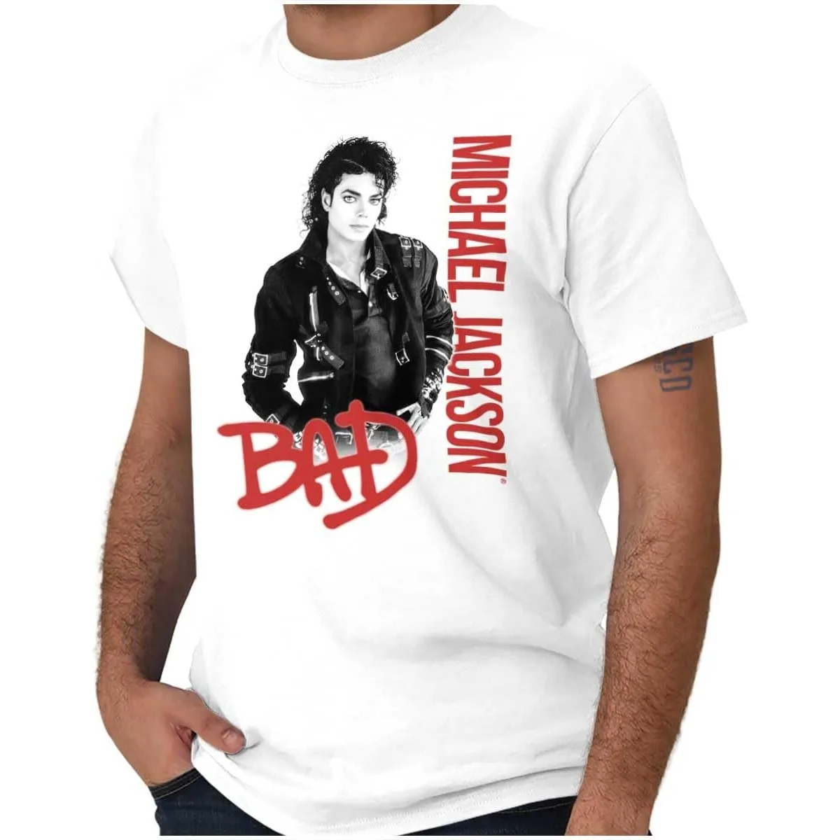 

Michael Jackson Bad Music Album Cover Graphic T-Shirt 100% Cotton O-Neck Short Sleeve Summer Casual Mens T-shirt Streetwear