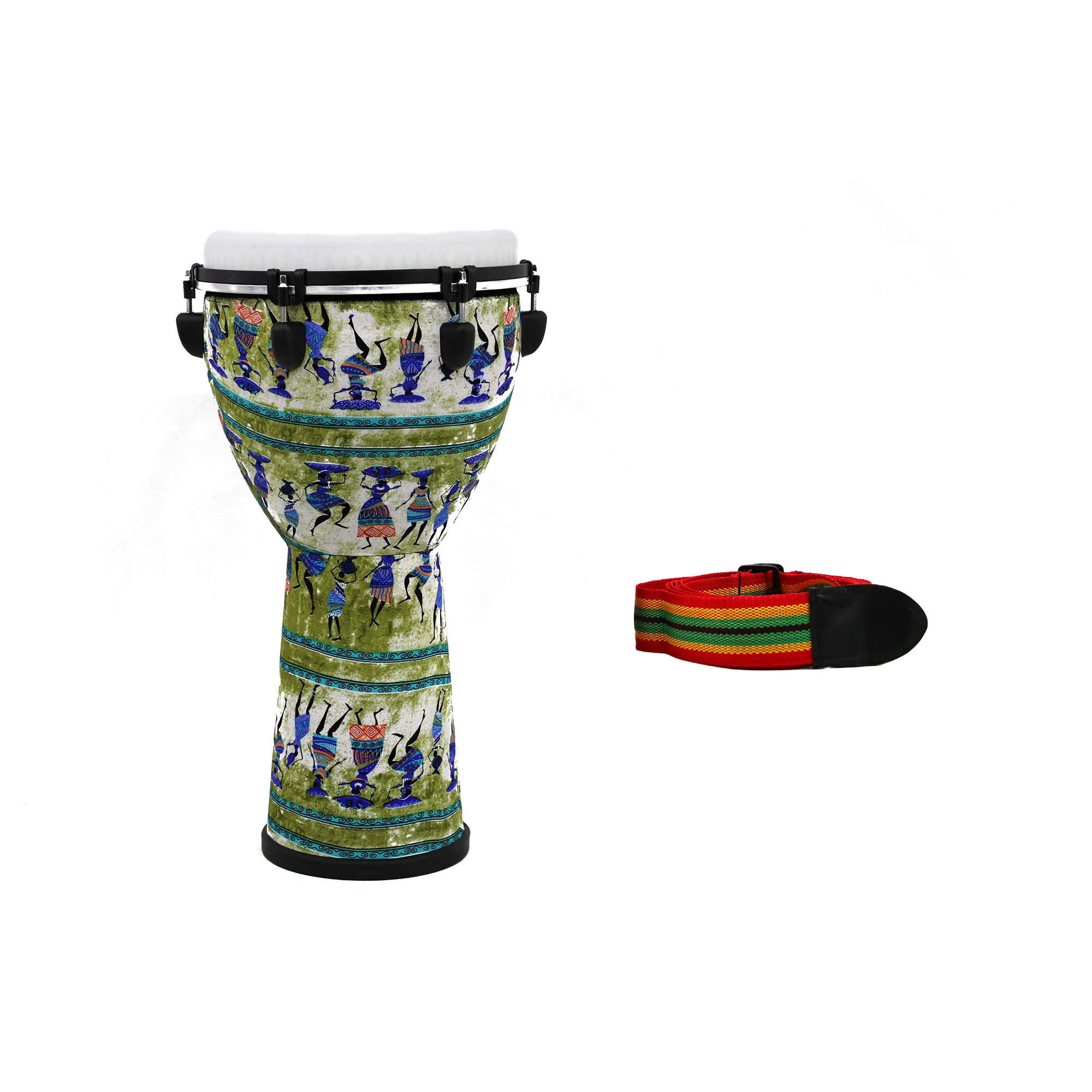 Professional 12-Inch Tunable Jazz African Hand Drum with Sheepskin Strap Colorful Design Ergonomic Features
