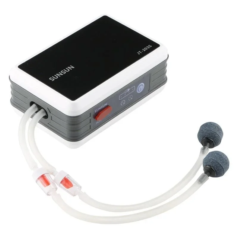 

Hot Selling Quiet Dual Outlets 1.5W Powerful Aquarium Air Pump AC-DC Dual Use 2X1L/MIN