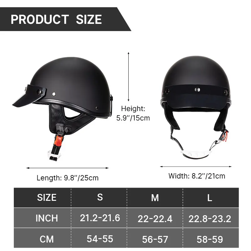 Retro Vintage Motorcycle Helmet Half Open Face Style Moto Helmet with Visor UV 400 Goggles Motocross Motorbike Casco Capacete