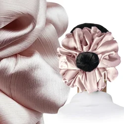 15 Colors Big Size Crepe Satin Scrunchies Muslim Women Custom Elastic Volumizing Oversized Neat stitching Bunch Hair Tie