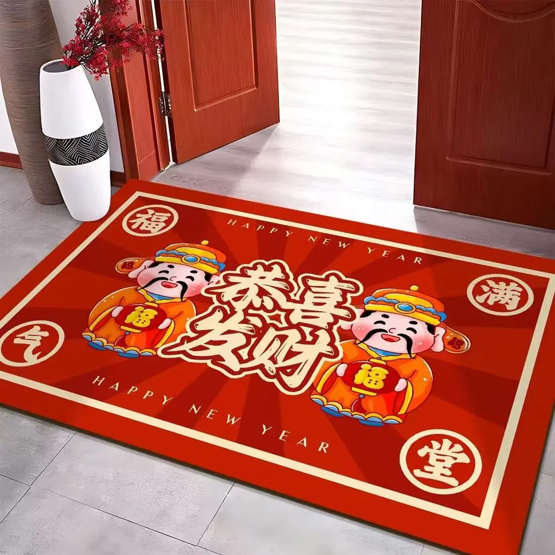 2025 The God of Wealth Attracts Wealth Entrance Door Rug Mat Home Living Room Red Festive Foot Pad Anti-friction Non-slip Carpet