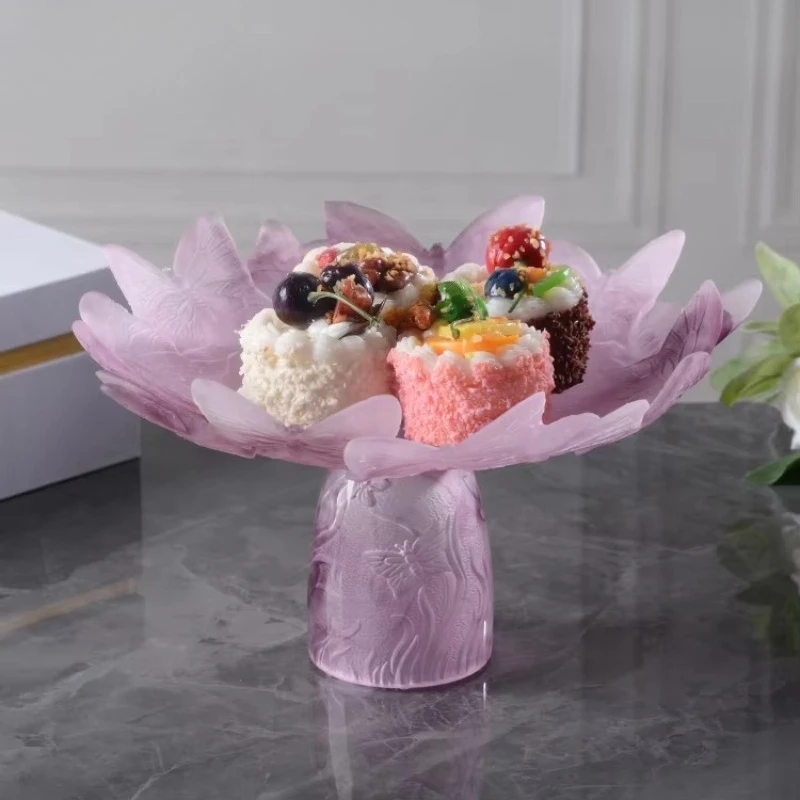 

Crystal hand-carved dessert cake plate decoration, bowl ornament gift set