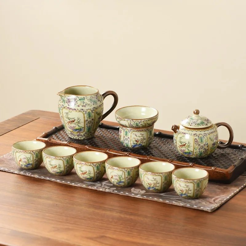 Ru kiln teapot teacup tea set tea maker household ceramic teapot