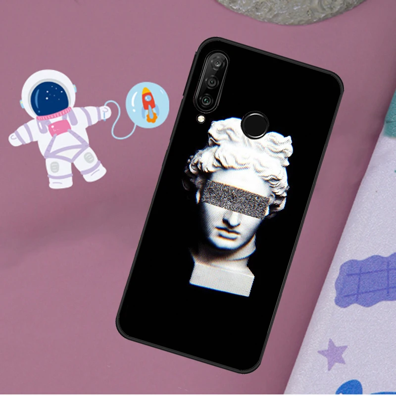 Greek Aesthetics Plaster statue For Huawei Nova 11i 8i 7i 3i Nova 10 9 SE 5T Y60 Y61 Y70 Y90 P20 P30 P40 Lite P60 Pro Case