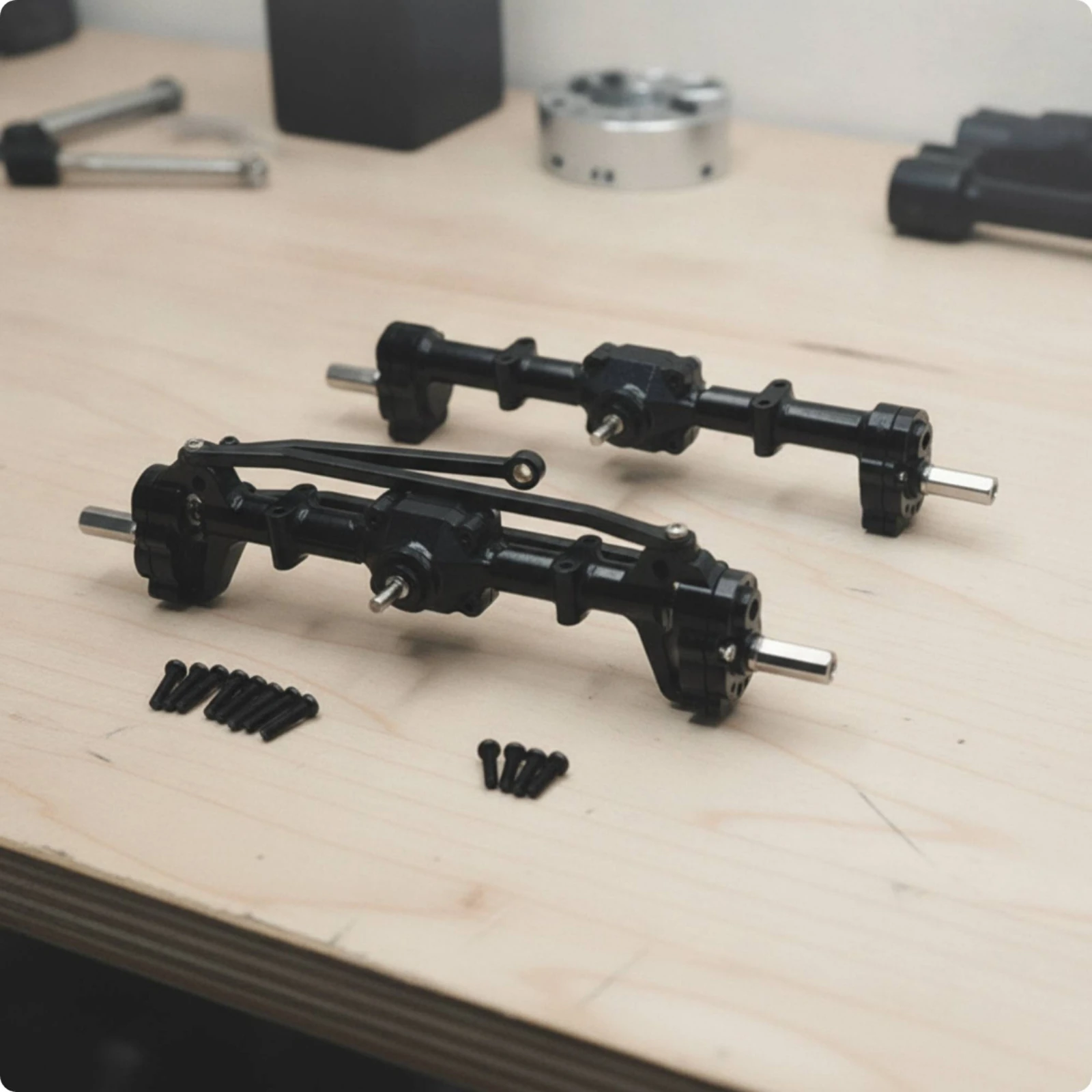 Front and Rear Axles Aluminum Alloy Complete Axle Assembly RC Axle with Gears Hardened Heavy-Duty for Hobbyists