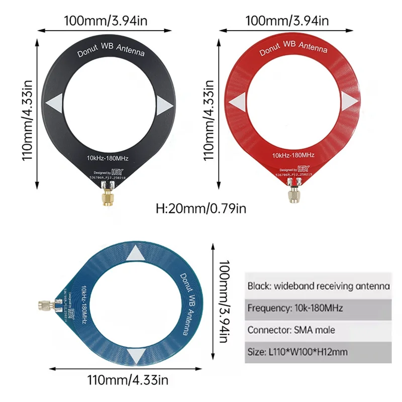 ABKQ-10 кГц-180 МГц мини-круглая антенна, вседиапазонное покрытие, кольцевая антенна-пончик, поддержка коротковолновой/средней волны SDR для радио, синяя