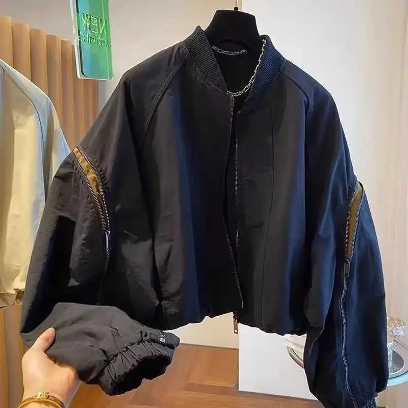 New Fashion Zipper Design Sense Niche Loose Casual Short Jacket Joker top Baseball Uniform Coat Women's Spring and Autumn Models