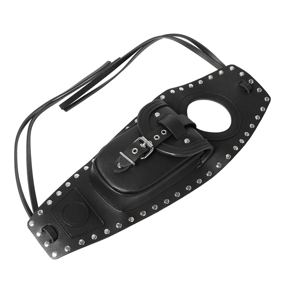 BLACK Motorcycle PU Leather Fuel Gas Tank Bag Pad Cover Fits For Harley Sportster Iron XL 883 1200 48