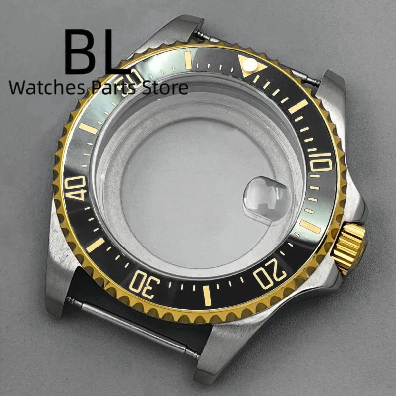 BLIGER 43mm Two Tone Silver Gold SUB GMT Watch Case Sapphire Glass Fit NH34 NH35 NH36 Miyota DG ETA2824 2836 PT5000 Movement - view 4