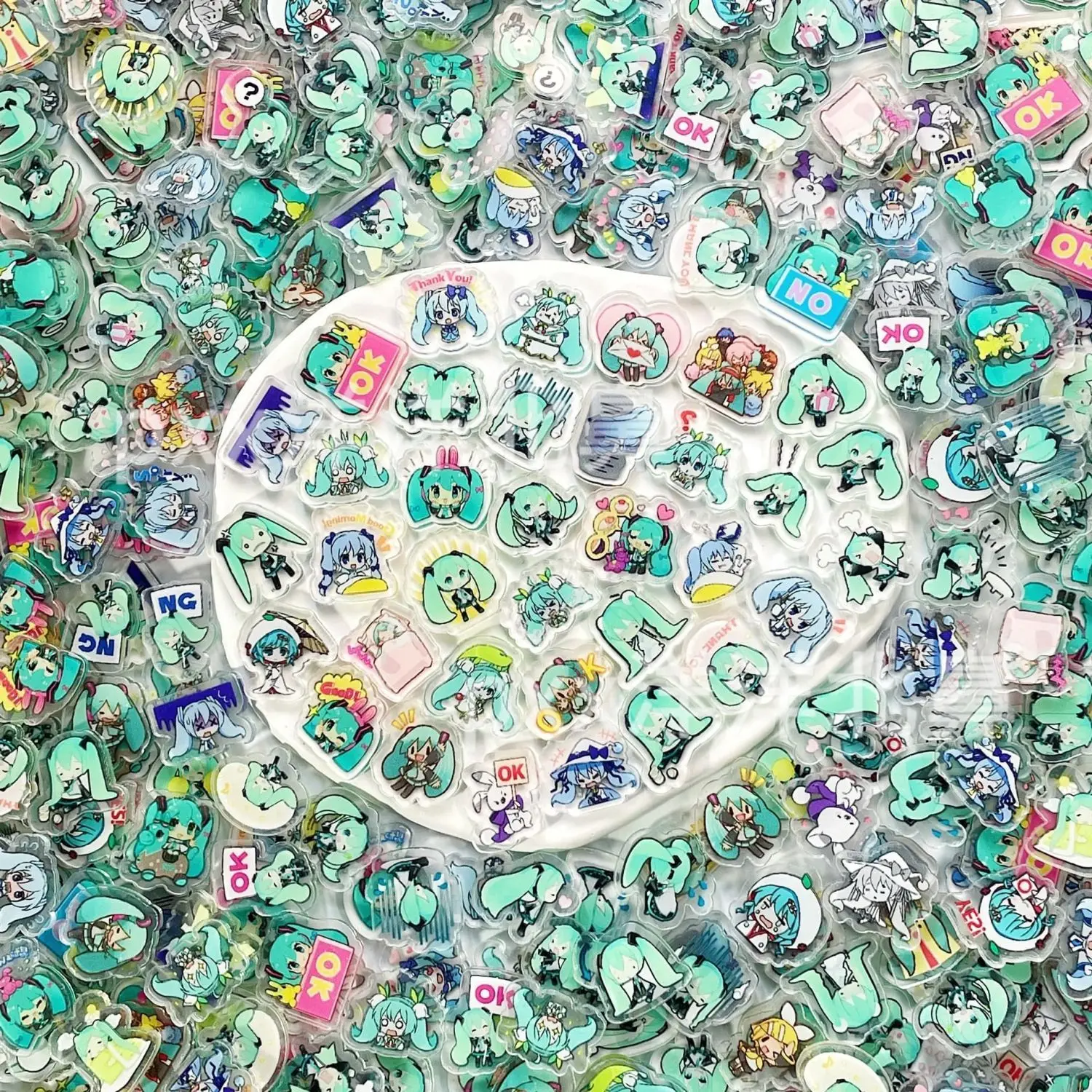 1cm 2cm 4cm single-layer Hatsune Miku acrylic pieces for DIY handmade hair clips and rings, free extras, gift for friends view 5