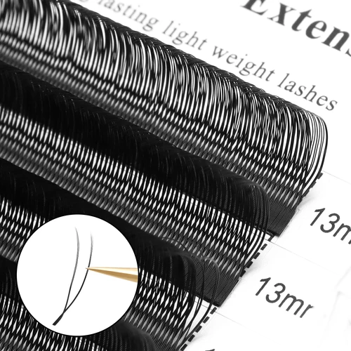 Imagen 2 del producto Extensiones de pestañas XIUSUZAKI con forma de U, flor paralela, negro mate, doble punta, pestañas 2D YY, pestañas prefabricadas, volumen de pestañas postizas