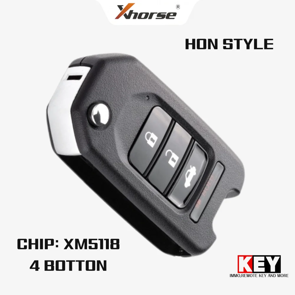 Xhorse XKHO21EN 2ndGeneration Wire Remote Key Flip 3+1 Buttons Hon