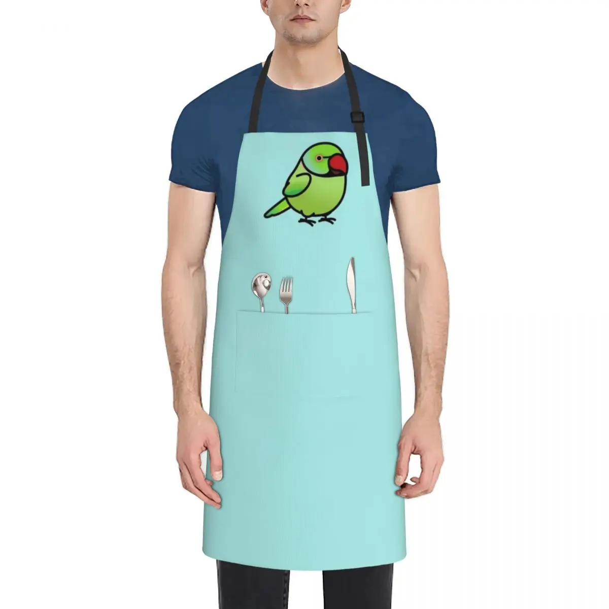 Chubby Green Indian Ringneck Parakeet Apron Chef Accessory For Home Accessories Apron