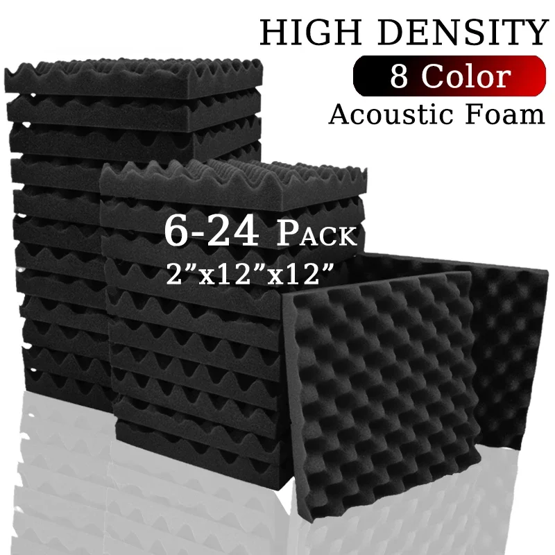 

Acoustic Foam Fireproof Soundproofing Sponge 6/12/24Pcs Egg Crate Soundproof Foam Studio Home Sound-absorbing