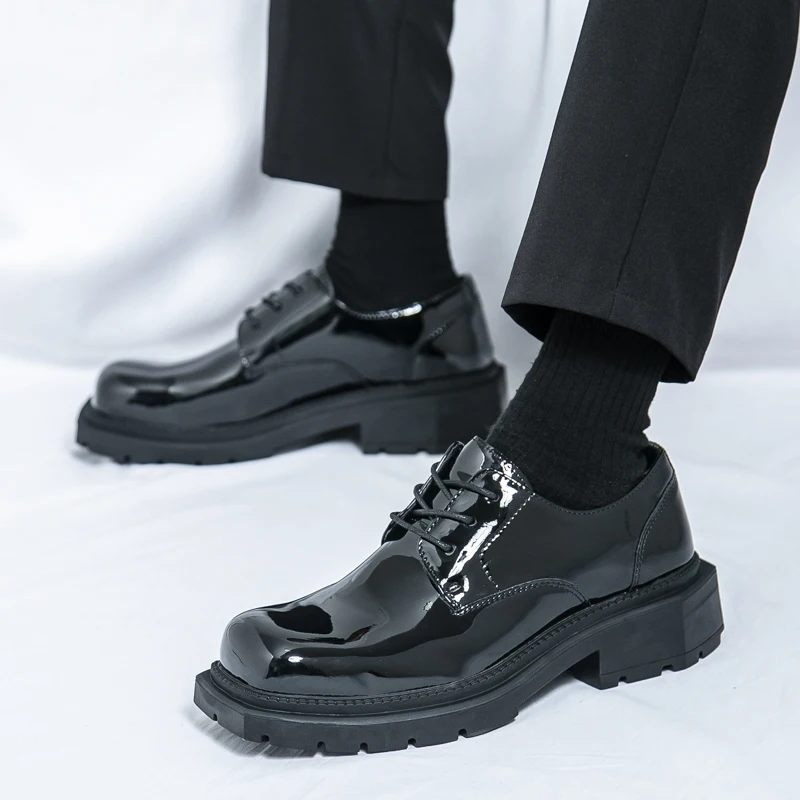 

Men Casual Office Business Formal Oxford Thick Bottom Dress Shoes Men Gentleman Outdoor Patent Leather Wedding Shoes Zapatillas