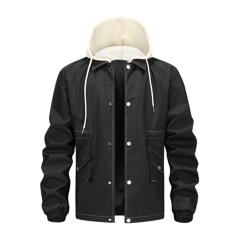 

Свободная мужская верхняя одежда, пальто, верхняя одежда, куртки европейского размера для мужчин, осенне-зимняя ветровка, однотонная модная повседневная куртка с капюшоном