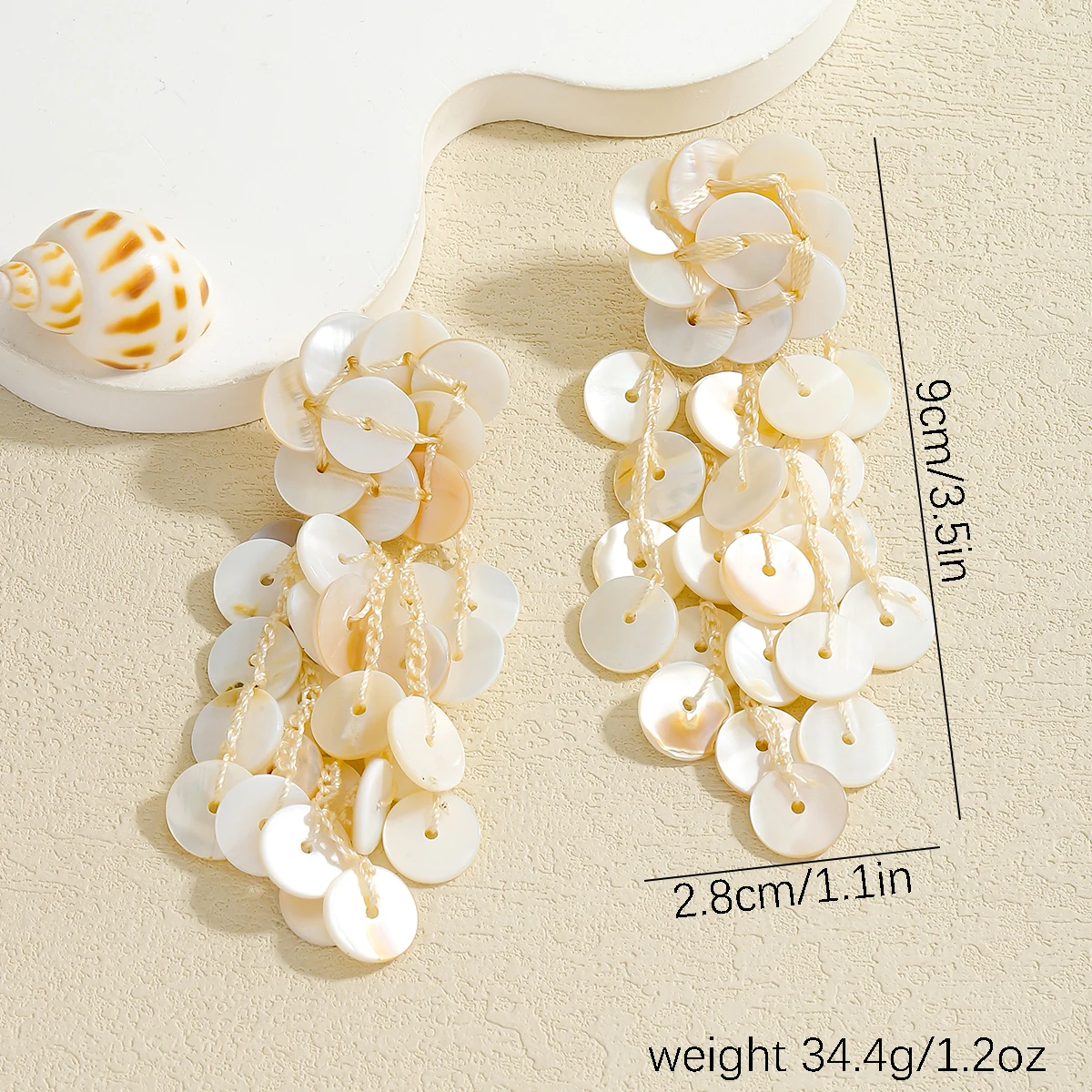 2025 New ZAA Women Jewelry Handmade Round Piece Dangling Earrings Boho Summer Beach Holiday Party Accessories Charm Girl Gifts