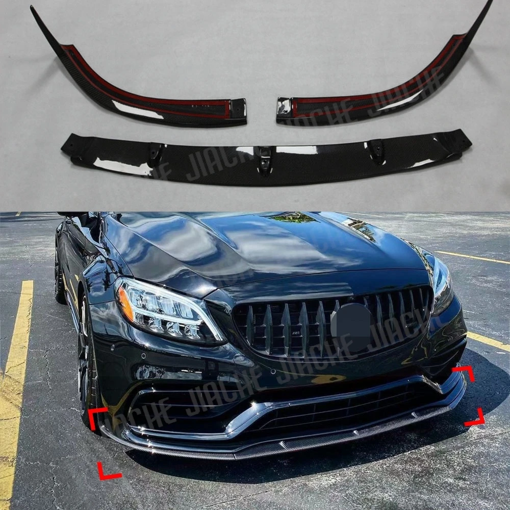 VACOMUL Front Bumper Lip Spoiler Front Lip Chin Apron Diffuser High Quality Bodykit For Benz C Class W205 C63 AMG 2015-2020