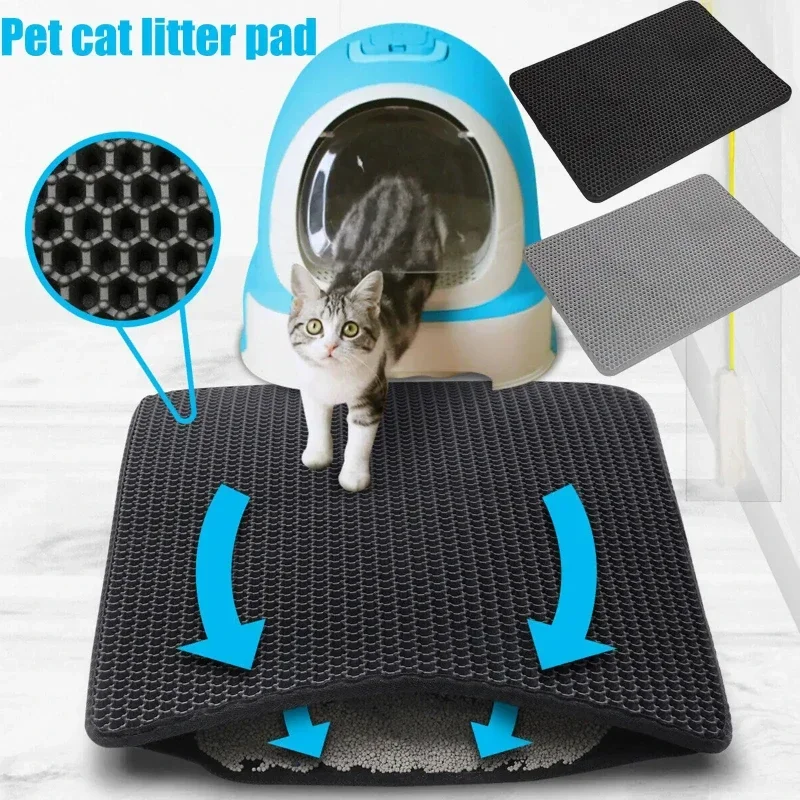 Pet Cat Litter Mat Caja De Arena Impermeable De Doble Capa, Antideslizante, Lavable Suministros De Limpieza Para Mascotas