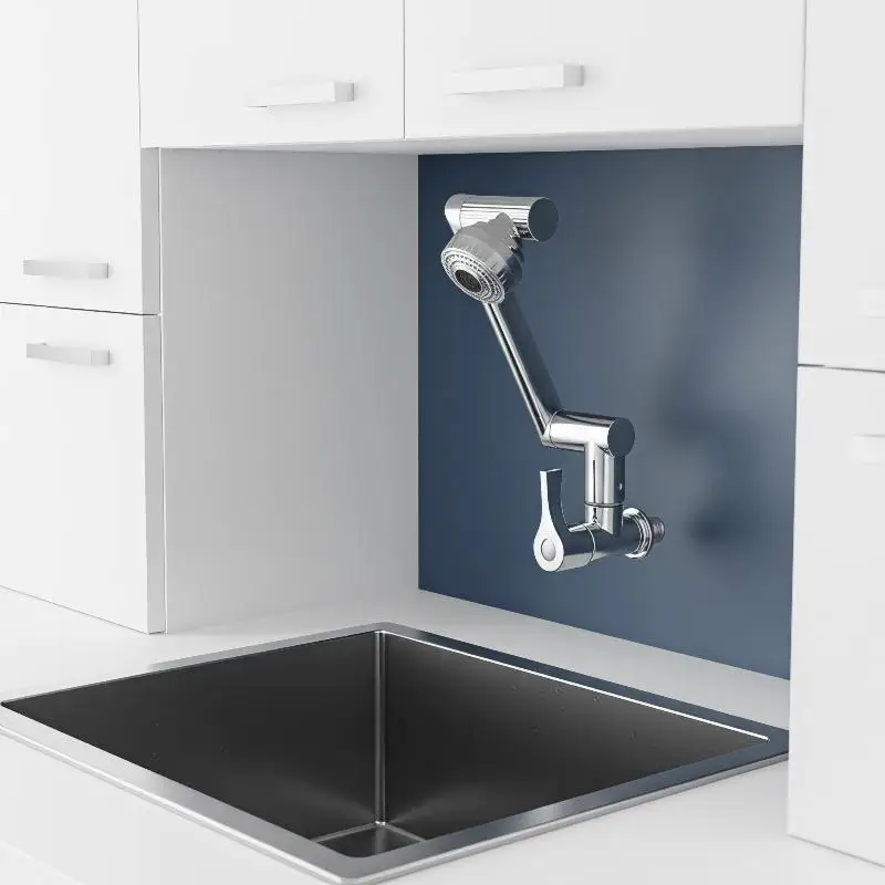 Black Robotic Arm Kitchen Faucet 1080° Swivel Dual Flow Modes Leak-Proof Easy Install for Home Kitchen Sink