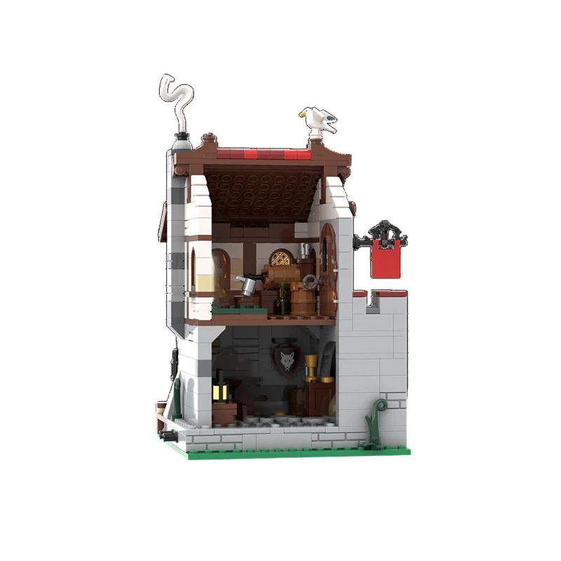 622PCS MOC-236961 Kustmarkt Smokkler Nest Middeleeuwse Architectuur Street View Model Assemblage Bouwsteen Baksteen Speelgoed Gift