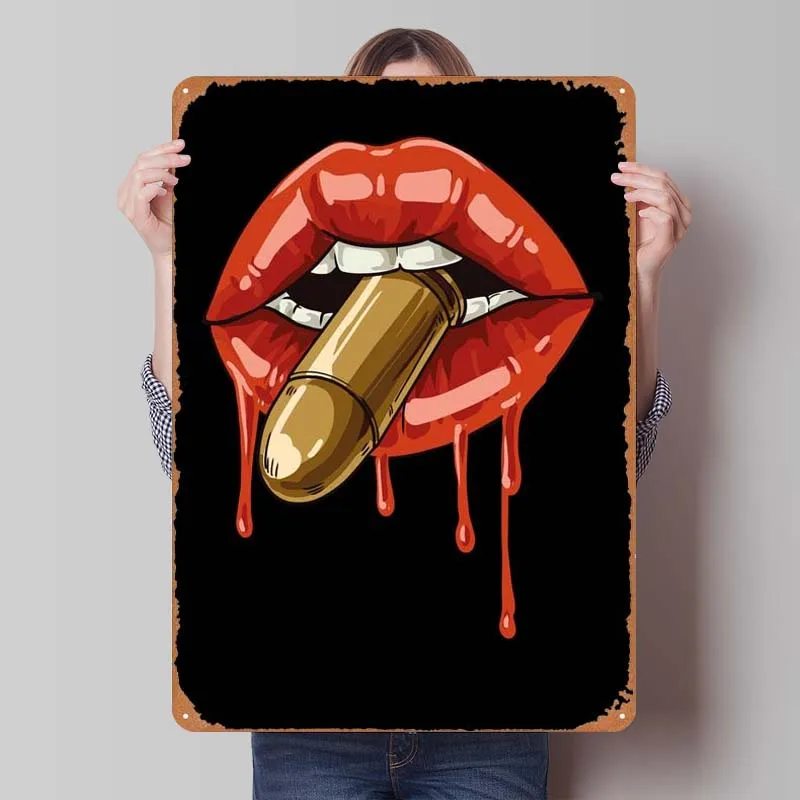 Drip Lipstick Tinplate Sign Pop Art Poster Wall Decor Living Room Decor Aesthetics Home Decoration Accessories Club America Tin