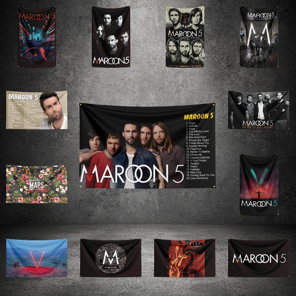 

3x5 FT M-Mar-oon 5 Music Band Flag Custom Flags Wall Hanging Tapestry Outdoor Garage Room Decor flag Background Blanket