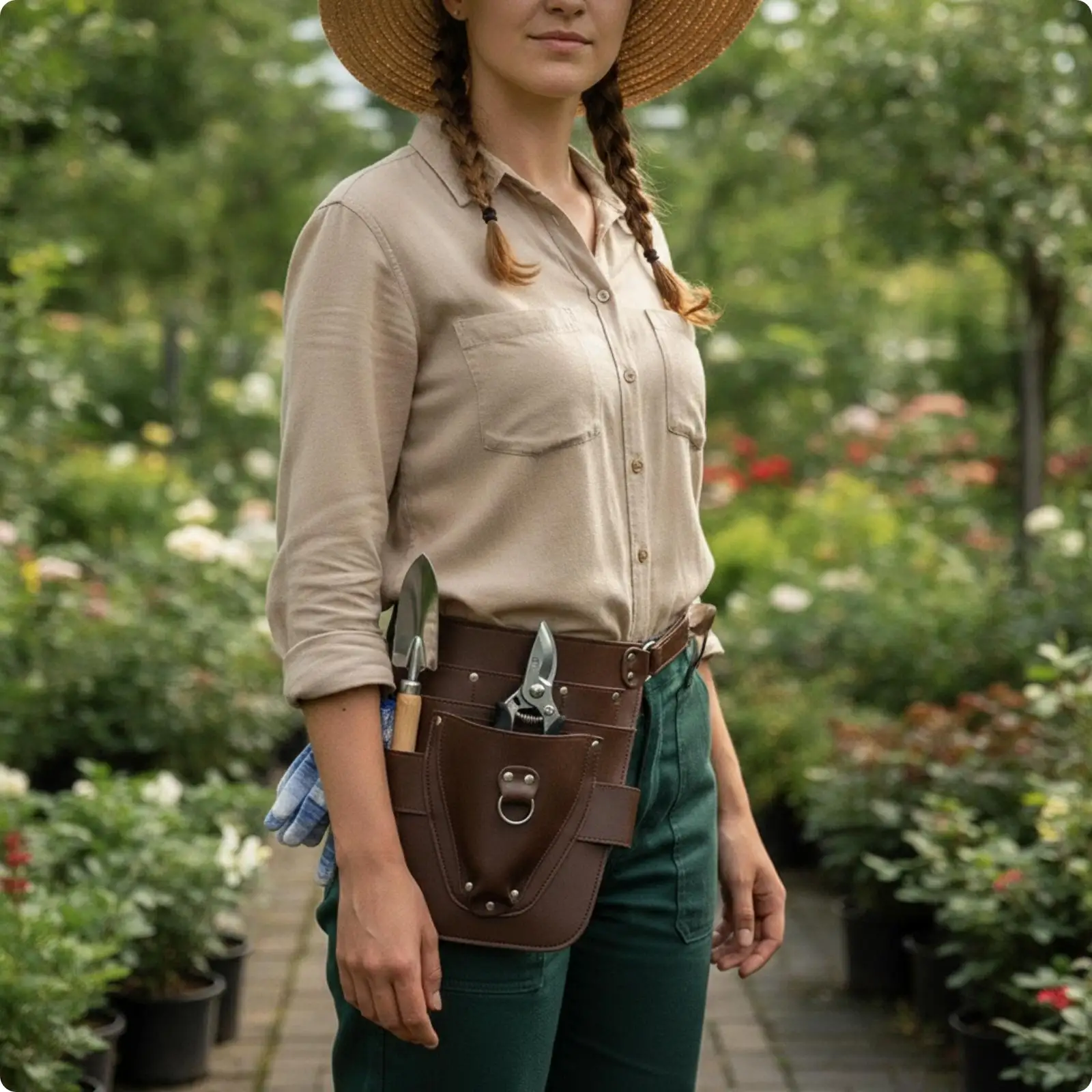 Gardening Pruning Apron with Tool Pockets and D Ring for Tradespeople Workshop Use