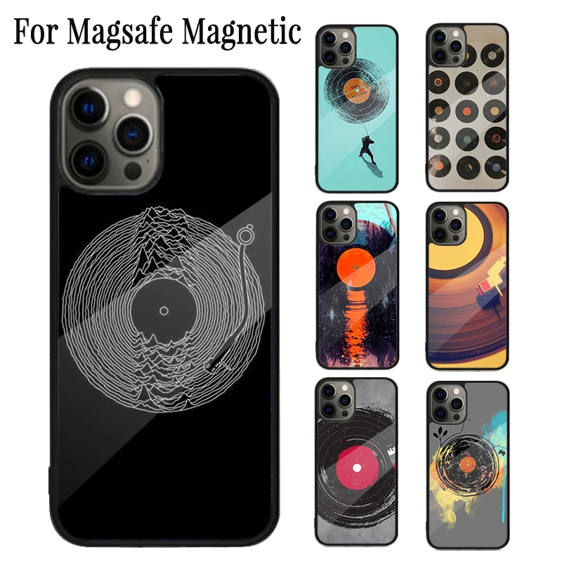 Vinyl DJ Record Art Magnetic Phone Case Coque For iPhone 16 15 14 Plus 13 12 Mini 11 Pro Max Magsafe Wireless Cover Capa